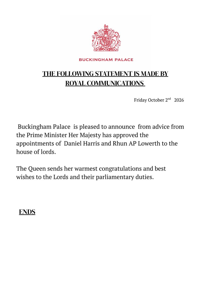 UKOBRoyalFamily's tweet photo. The following appointment is released. https://t.co/tdt1she89R