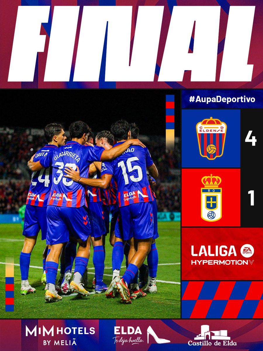 CD_Eldense's tweet photo. 🔚 90’ | 4-1 | Final del #EldenseRealOviedo en el Nuevo Pepico Amat 🏟️

#AupaDeportivo #LALIGAHYPERMOTION https://t.co/O4aibxITfr