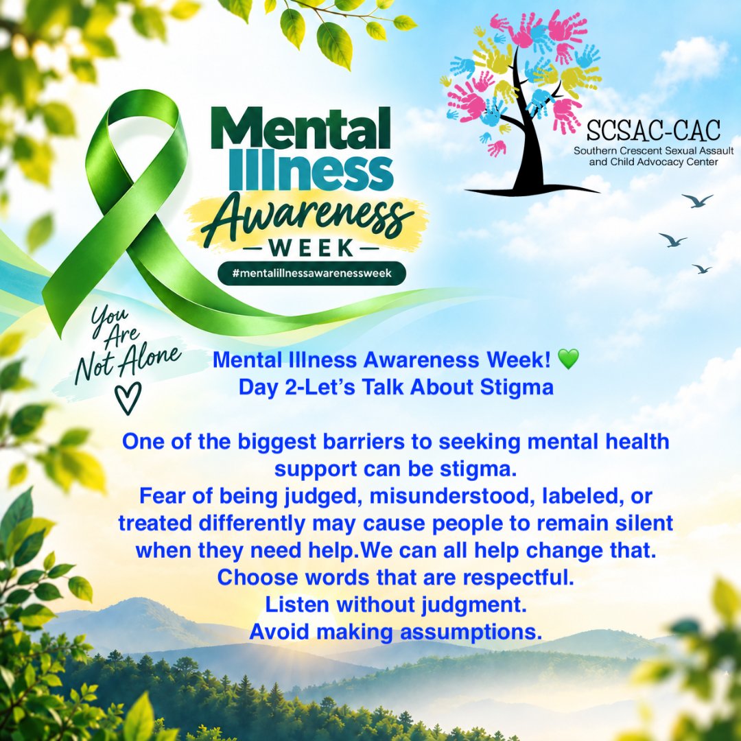 SCSAC's tweet photo. #MentalIllnessAwarenessWeek💚💚
#YouAreNotAlone https://t.co/frLXuXI8Hs