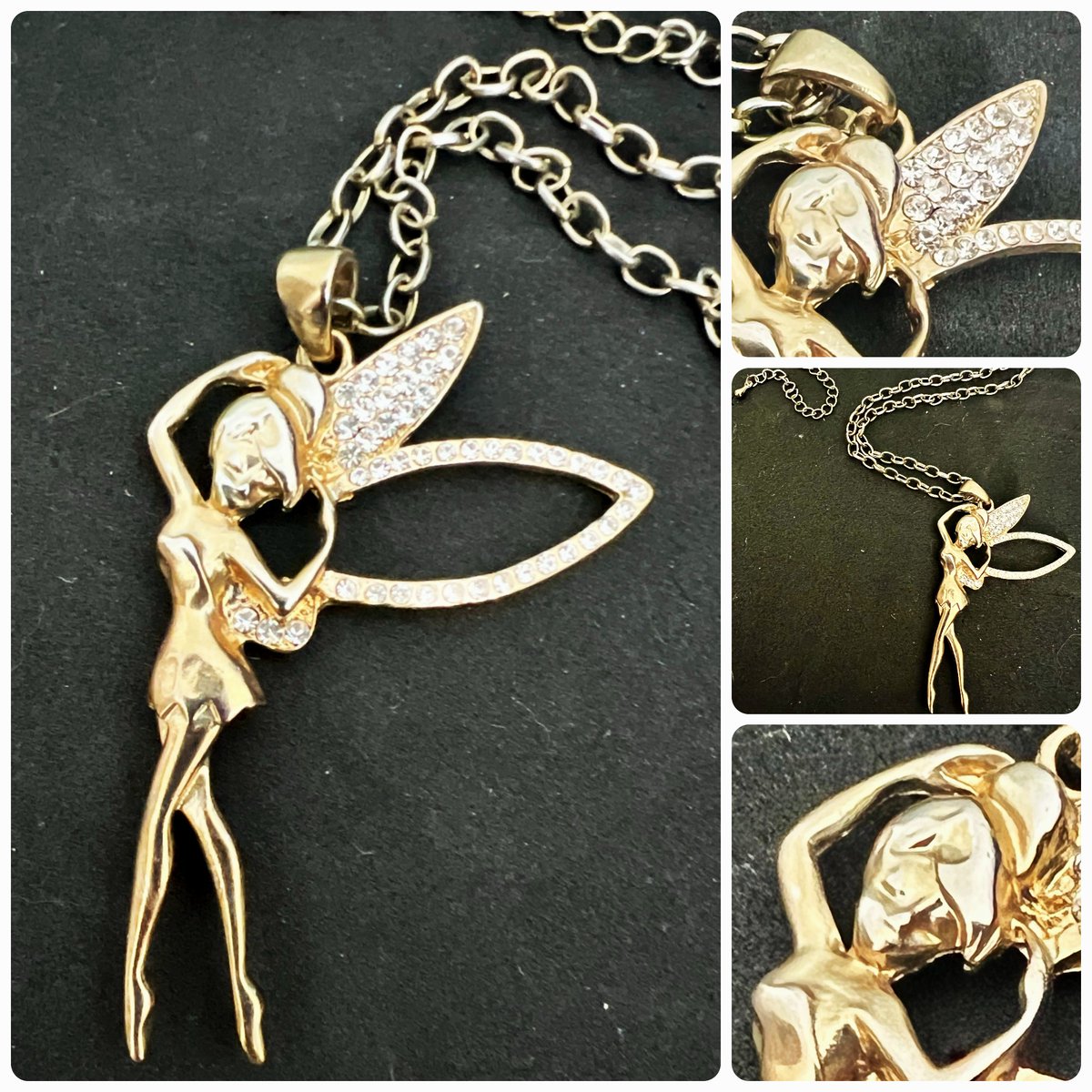 TeriE's tweet photo. VINTAGE #TINKERBELL Disney Fairy Open Wing Link Necklace Gold Tone w Crystals #PeterPan
https://t.co/iDvqEsSWSU
#disneyjewelry #disneyfashion #disneystyle #disneybounding #disneyfairies #disneyaccessories #disneyana #rhinestonejewelry #accessoryoftheday #vintagestyle #fairies https://t.co/giUVIkkIEE