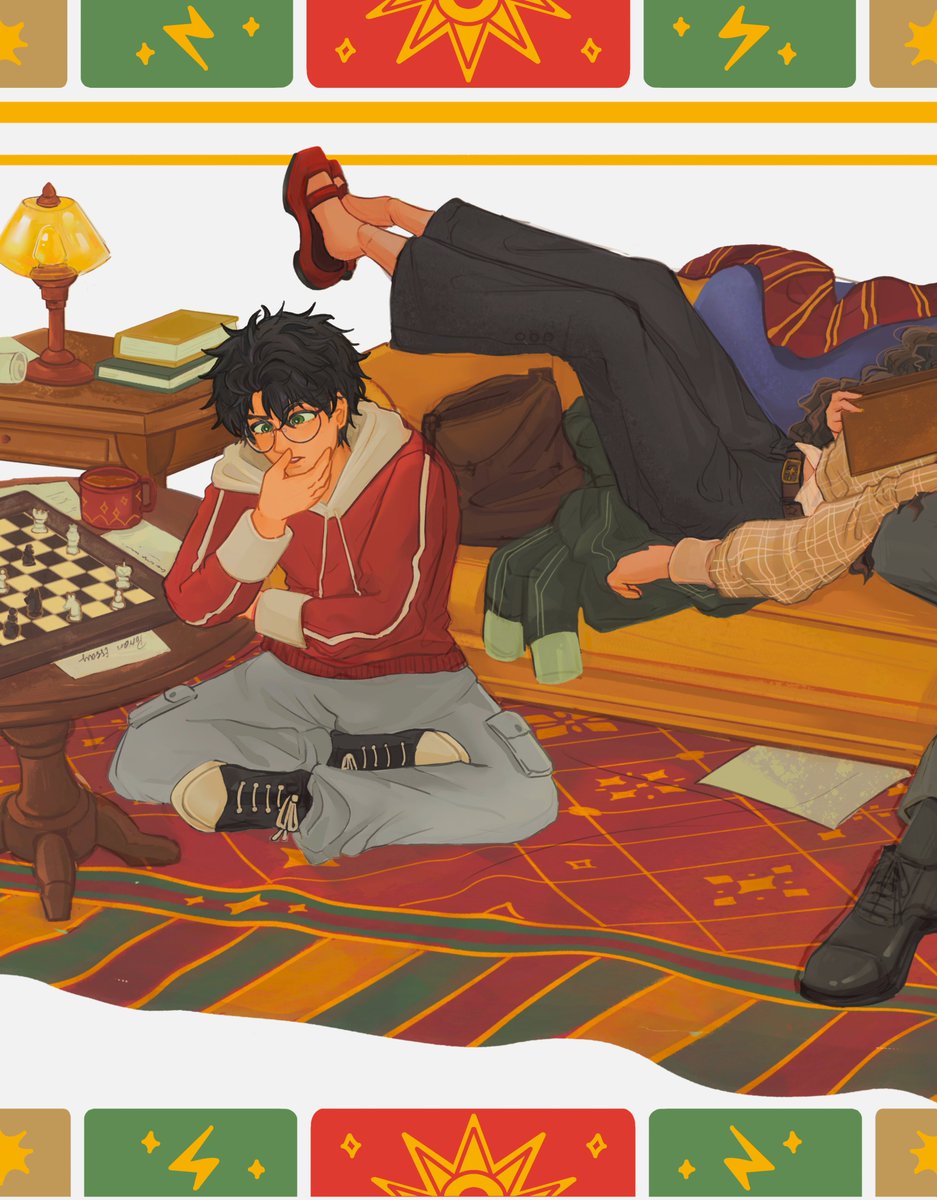 exelleonora's tweet photo. Game night in gryffindor tower ✨

#dramione #hpfanart #hpfandom https://t.co/DAPwp6566a