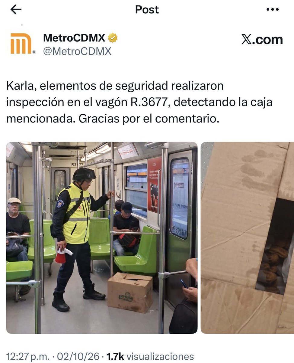 trementyna's tweet photo. jajajajajaja la caja sospechosa contenía churros
Los polis: "procedo a pie" https://t.co/oRQMrCX8fw