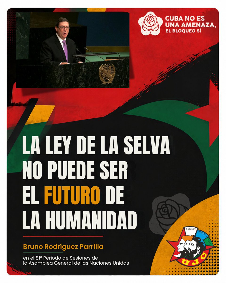 UJCdeCuba's tweet photo. 🚩 El mundo se enfrenta a una encrucijada: permitir que la fuerza bruta y la hegemonía dicten el orden global, o rescatar el multilateralismo y el derecho internacional para garantizar la supervivencia de todos. La paz no es un privilegio, es una necesidad urgente. 🕊️ https://t.co/7dOIueZjf5