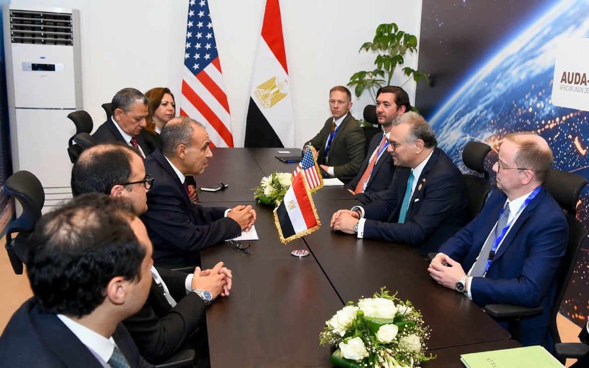 US_SrAdvisorAF's tweet photo. Good meeting with Egyptian Foreign Minister Dr. Badr Abdelatty on the margins of the Africa Business Forum in Cairo. We discussed our longstanding U.S.-Egypt strategic partnership and shared regional priorities, including advancing unification in Libya, resolving the conflict in Sudan, and promoting peace and stability in the Horn of Africa.