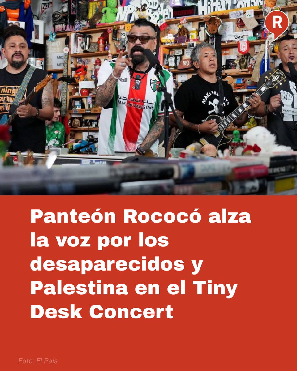 RegeneracionMx's tweet photo. @RococoTweets se presentó en Washington D.C. dando un concierto de Tiny Desk. Durante la transmisión, el vocalista Doctor Shenka, hizo un llamado para visibilizar las desapariciones en México y mostrar su apoyo hacia Palestina.

Lee la nota completa en: https://t.co/wY27PcHNtD

#Palestina #TinyDesk #Desapariciones #México #PanteónRococó