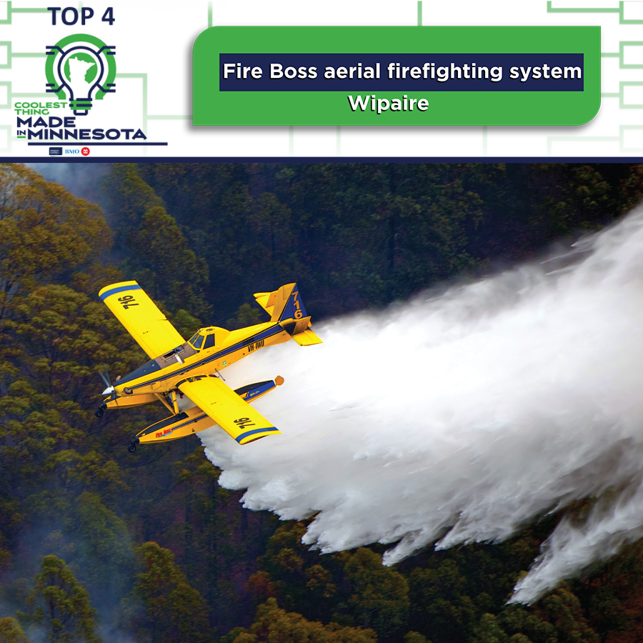 MN_Chamber's tweet photo. Our third finalist takes Minnesota innovation into the skies. The Fire Boss aerial firefighting system from Wipaire in South St. Paul is the original amphibious aerial firefighting system designed exclusively for the AT-802 aircraft. https://t.co/6LTWbPhG4S 

Built right here in Minnesota, Fire Boss aircraft can scoop water directly from lakes and other water sources before returning to the fire zone to drop it on wildfires. 

More than 200 Fire Boss aircraft are operating around the world, helping protect communities, homes and property from wildfires. And that impact is right here in Minnesota, too, with Fire Boss aircraft recently deployed on firefighting missions near Ely. 

It’s a powerful example of Minnesota manufacturing solving a problem that reaches far beyond our borders.