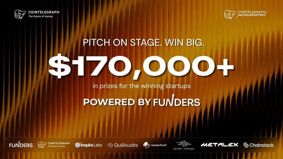 Cointelegraph's tweet photo. Builders, take the stage at Cointelegraph CONNECT Singapore.

Apply for the Pitch Competition powered by @FundersVC and compete for $170,000+ in prizes.

Don’t miss this chance. Apply now:

https://t.co/EJhfyJLCbd https://t.co/JnLM5axUPp