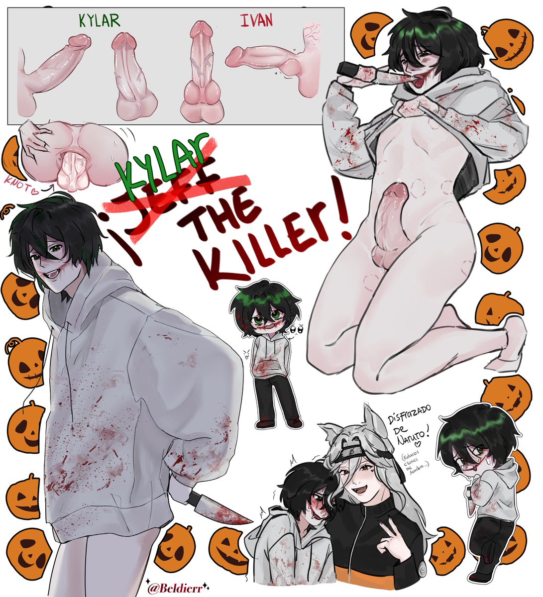Nalceldier's tweet photo. October is here! Kylar the killer is very pretty <3 (also, their sizes and shapes are there xD) 
Yei!! >\\< 💖💖💖
#degreesoflewdity #dol #kylar #porn #NSFW https://t.co/FSuaN4raoE
