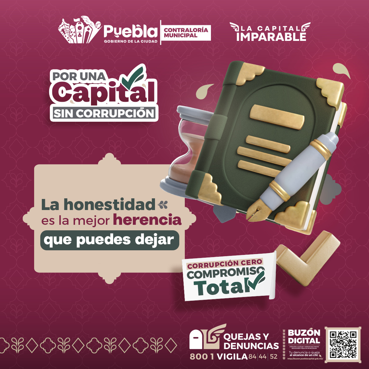 SECATI_Pue's tweet photo. "Por una Capital sin Corrupción"
La honestidad y la integridad son responsabilidad de todas y todos.
Respetar a Puebla también es cuidar su honestidad.
Construyamos una ciudad donde el compromiso con la transparencia y el servicio público sea parte de nuestra responsabilidad. https://t.co/efM8x5iGMr
