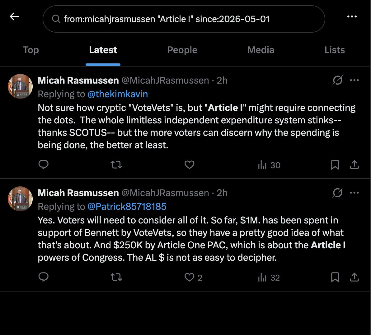 WhaleLionTiger's tweet photo. @MicahJRasmussen @thekimkavin Article I has been on the air supporting Bennett since May.

VoteVets has done so since June.

Yet you haven't mentioned those groups until today, following responses to your one-sided coverage. After all, it's only bad when it's GOP PAC's, right? https://t.co/kunpUNSMq0
