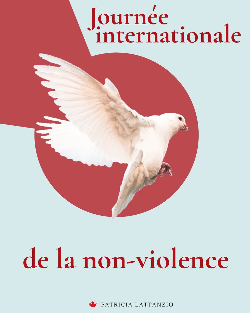 PatriciaLattan3's tweet photo. On this #InternationalDayofNonViolence, let us reaffirm our commitment to justice, peace &amp; building communities where everyone feels safe &amp; respected.

Aujourd’hui et chaque jour, choisissons le dialogue plutôt que la division &amp; continuons de lutter contre toute forme de violence https://t.co/IMUN6OsmSX