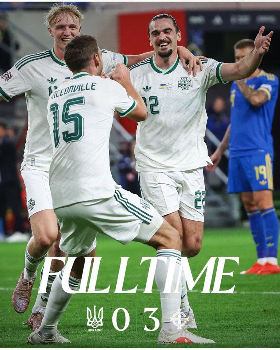 FC7897's tweet photo. FT #Ukraine 0-3 #NorthernIreland I Sorry Ukrainians comfortably beaten in Trnava #UKRNIR #UEFANationsLeague https://t.co/VpJ3VkUlbP
