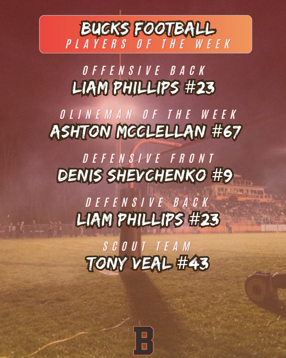 officialBucksFB's tweet photo. Our Players of the Week last week! https://t.co/qGOLciB7oP