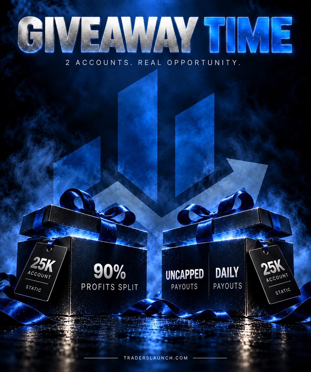 TradersLaunch's tweet photo. 🎁 GIVEAWAY TIME

We’re giving away 2 × $25K Static Accounts.

⚡ 90% Profit Split
💰 Uncapped Payouts
📆 Daily Payouts

To enter:
→ Follow @TradersLaunch
→ Like + repost this post
→ Tag 2 traders who’d actually use the account
→ Reply with why you should get one
→ Sign up on the Traders Launch website

2 winners. 2 × $25K accounts (Static)

Winners announced Monday (Pre Market Open - 8:30 AM ET)

Winners will only be contacted through our official Traders Launch account.