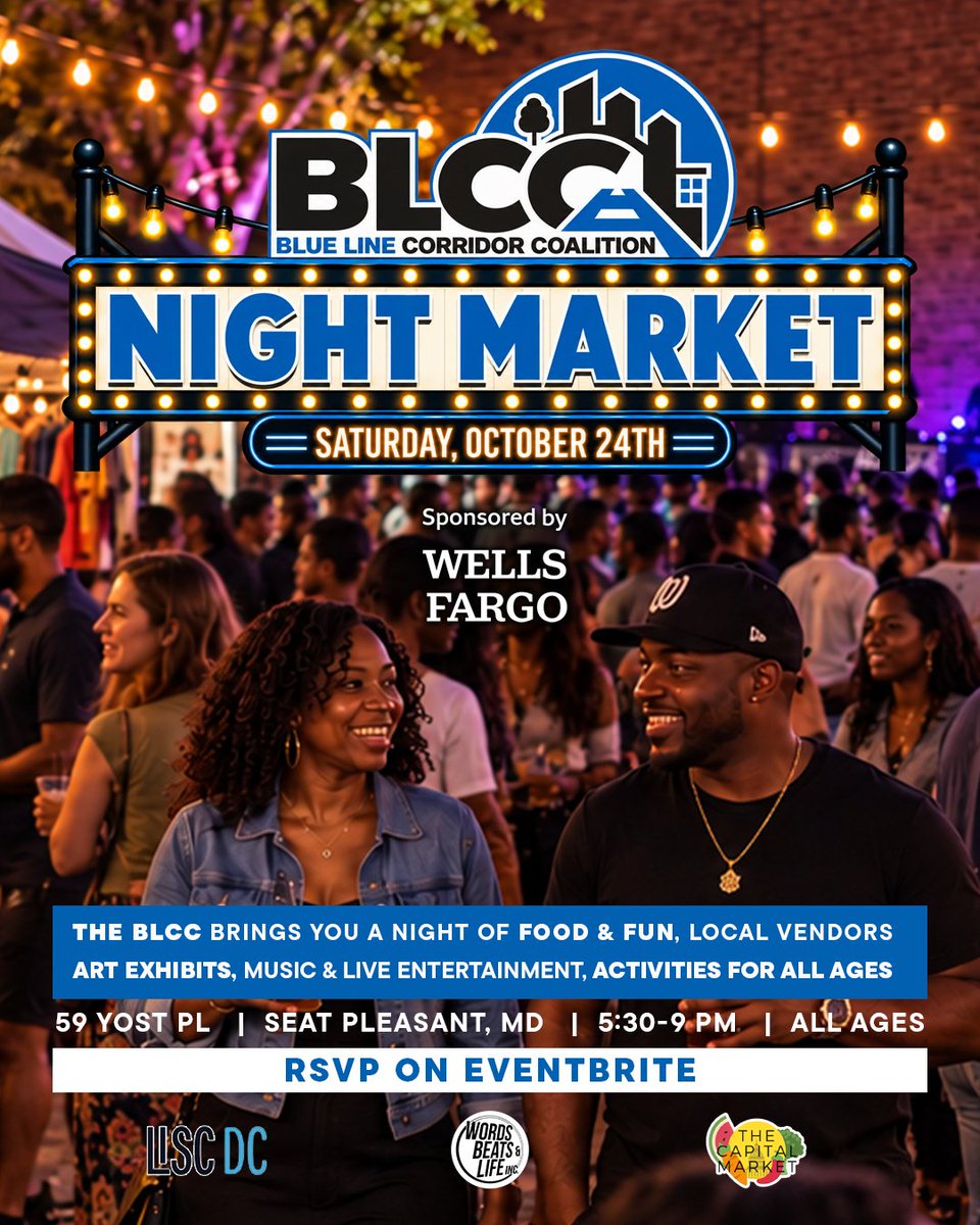 LISC_DC's tweet photo. Join the Blue Line Corridor Coalition for a night of family-friendly music, entertainment, activities, and an art exhibition in the heart of Prince George’s County.

Brought to you by LISC DC, @TCM20743, &amp; @WordsBeatsLife . 

Register for free on Eventbrite using the link in bio! https://t.co/KDu0jTYv8Z