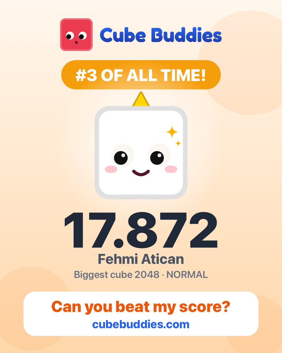 AticanFehmi's tweet photo. I scored 17.872 in Cube Buddies! Can you beat me? https://t.co/dLqqJsvUsB https://t.co/zYRcYYo7uB