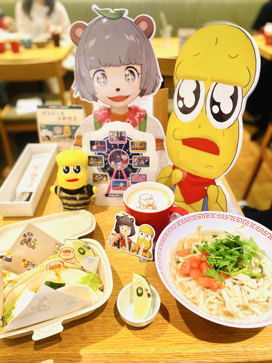yosigumi's tweet photo. ご飯おいしい！ドリンクのシールはふやける前に剥がせ‼️ https://t.co/CPNI7clhue