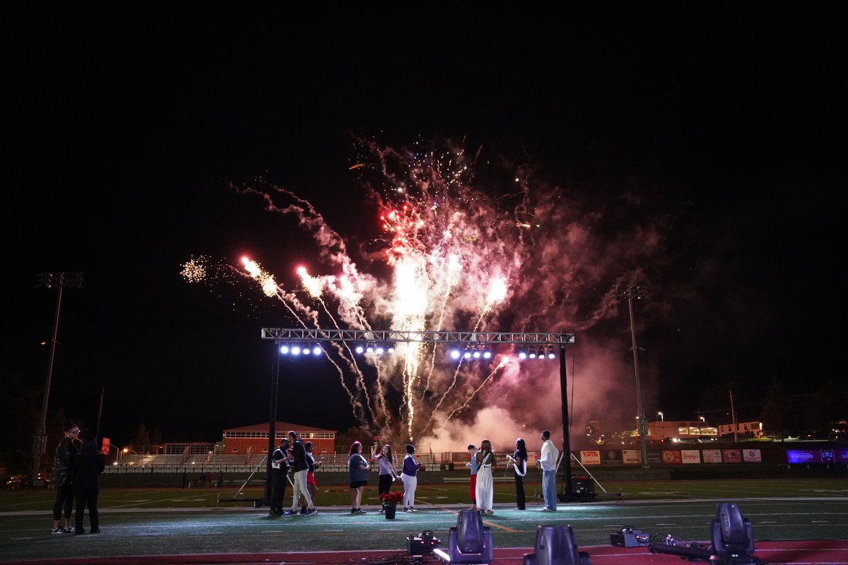 ESUniversity's tweet photo. Ending Homecoming Friday with a bang! 

A fireworks show capped off our Homecoming Rally tonight at Eiler-Martin Stadium. Whether it was the fans in the stands, our student-athletes or our performers, the energy was electric! https://t.co/SBuXAOZldh