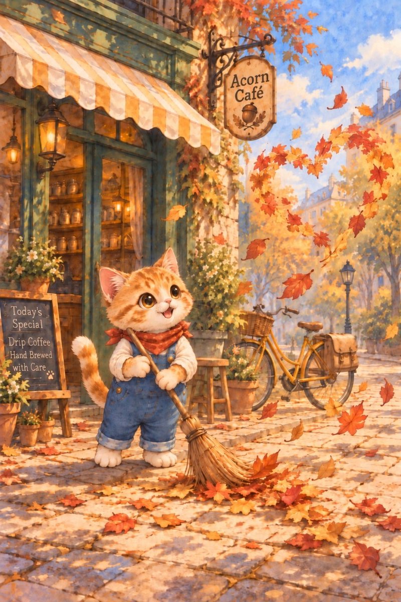 ritsuki_ai's tweet photo. Happy Caturday
from Brew! ðŸð
Brew was sweeping
outside Acorn CaféâŠ
and found a little heart in the leaves. ð€
#Caturday #LittleBrew #ããŒãã¢ã¯ã·ã§ã³ https://t.co/ikou9CZC9L