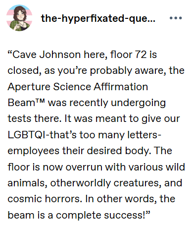 Sal_Predebut's tweet photo. portal 2 tumblr cave johnson lgbtq+ tumblr post meme https://t.co/0vvzjKVrks