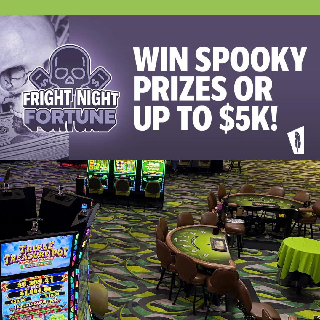 KickapooHarrah's tweet photo. 📣 STARTING THIS SATURDAY! 😱💰✨
 Every hour, one lucky winner will have a chance to play for free play, cash and/or a mystery gift! 🎃 #FreePlay #Cash #Winner  😈 Don’t want to play? Walk away with $250 in cash. 🎁♥️ https://t.co/UWmNUu5Lpj