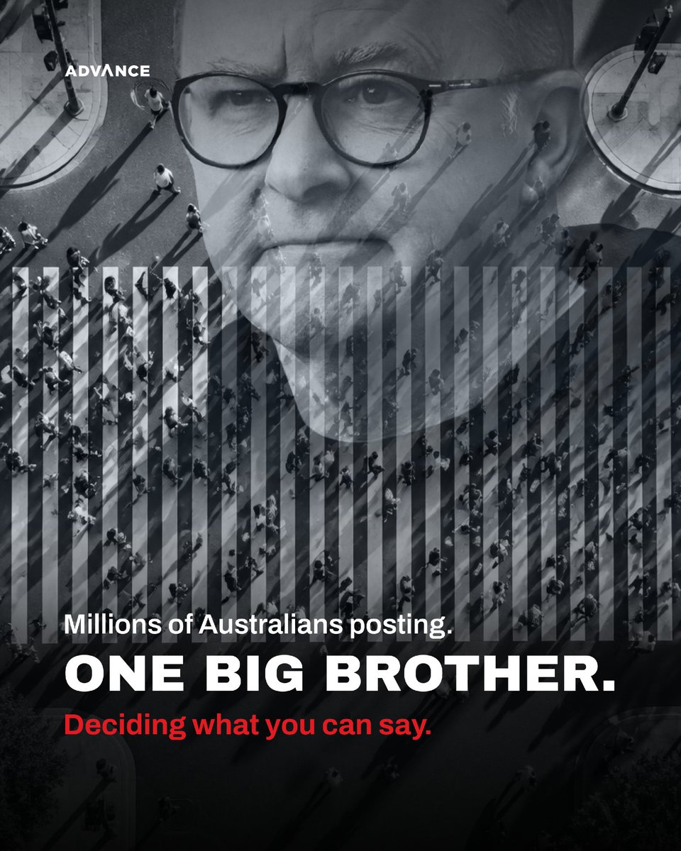 FairAusADV's tweet photo. Tens of Millions of Australians. But only one Minister can decide what they are allowed to say online with no oversight.

That's Albo's Big Brother Bill. https://t.co/gdlDuKF0wT