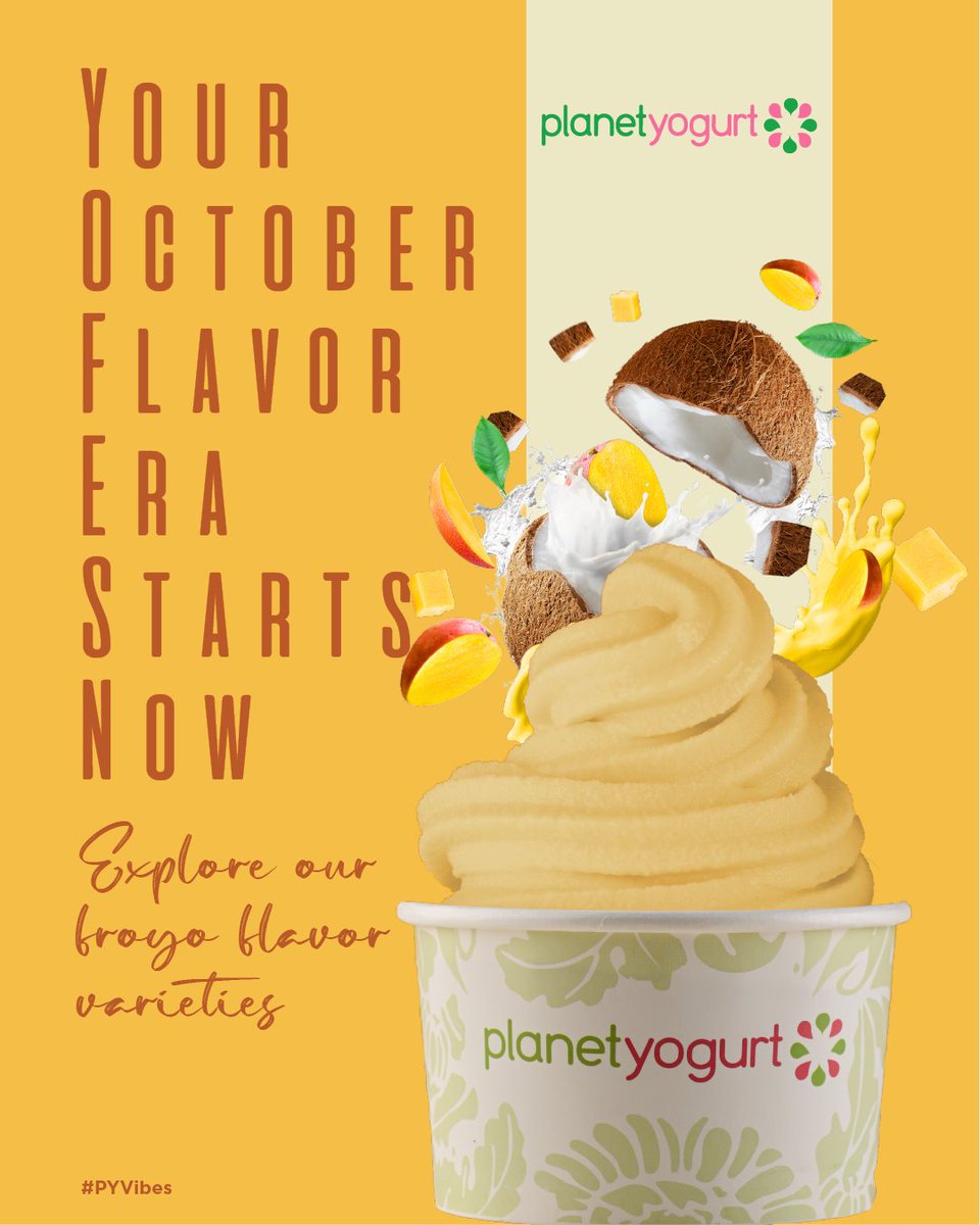 PlanetYogurt's tweet photo. New month, same rule: don’t let your usual order get too comfortable. Explore the current froyo lineup and find the flavor combo that has you thinking about your next visit before you’ve even left.
#PYVibes https://t.co/VVO9LLY8Xt