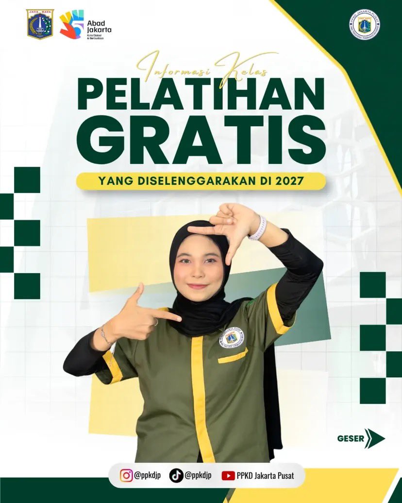 hrdbacot's tweet photo. Pusat Pelatihan Kerja Daerah Jakarta Pusat lagi buka berbagai macam pelatihan 

Coba cek di https://t.co/RdDCPNvfKx ya kalau mau joinn 

Source: https://t.co/CnrQkt4ihi https://t.co/CdK3ek946t