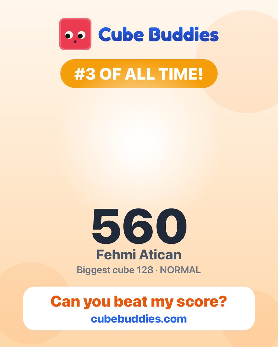 AticanFehmi's tweet photo. OMG v1.6 is released. Come check this👇🏽

I scored 560 in Cube Buddies! Can you beat me? https://t.co/UUEXLvyZWo https://t.co/CwSD4QbLCy