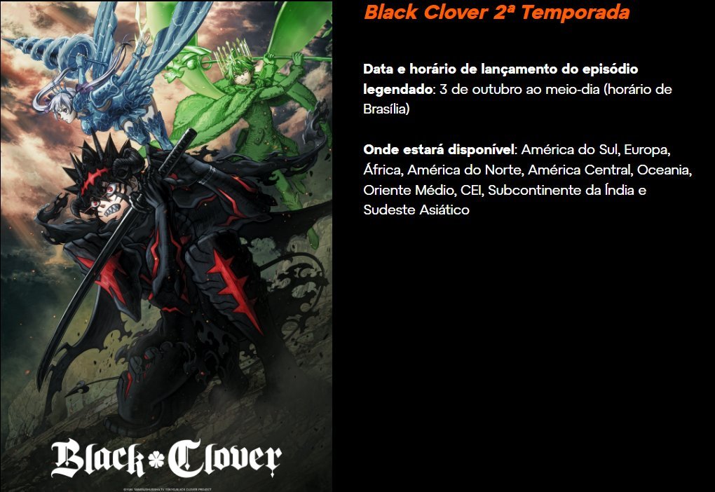CloverPortal's tweet photo. Black Clover EPISÓDIO 1 vai ao ar aos MEIO-DIA na Crunchyroll!! https://t.co/xignIqmWe8