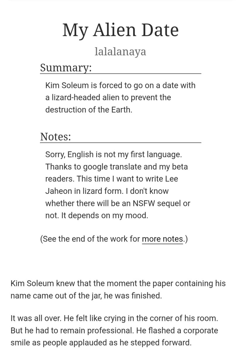 lanaya_lala's tweet photo. teen and up audiences

#gsgw #jahsol #kimsoleum #leejaheon #gdcg #잫솔

romance
fluff
comedy
alien x human relationship
action
minor violance
fantasy
sci-fi

basically, soleum needs to go on a few dates with jaheon to save the world 

enjoy

https://t.co/HPVFEZO4W3 https://t.co/SIQ01Vfmvr