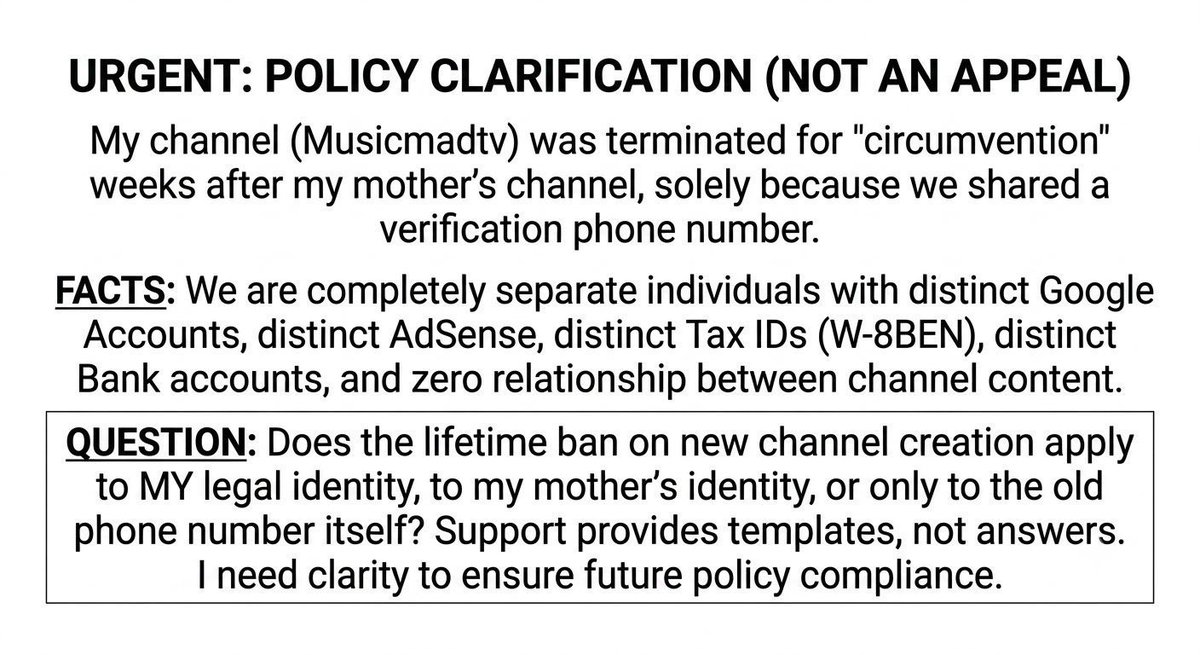 Musicmadtv's tweet photo. My question to @TeamYouTube is simple. The facts are in the image, and I managed to live chat with them, but what I got was: 'I'm sorry, but we cannot provide any specific information in regards to this. !!!! Still can i expect a clarification @TeamYouTube ? This is confusing https://t.co/mmKvn5yy6B
