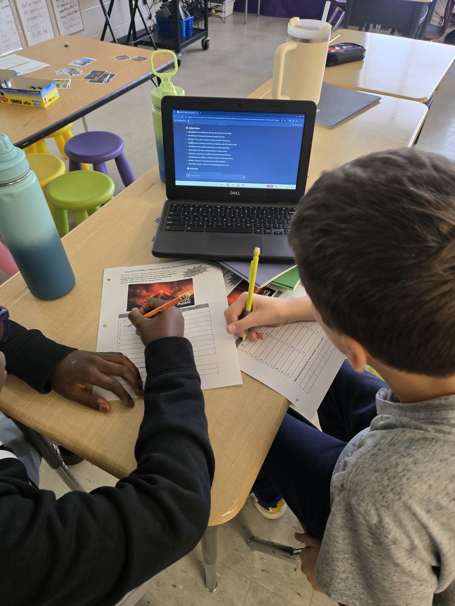 MsZs_Class's tweet photo. Today was partner practice day. In math, they worked together to solve word problems using our success criteria. They also practiced writing reading responses. At the end of the day, they used the computer to generate rich words for their upcoming descriptive paragraphs. https://t.co/pnRz72sjrT