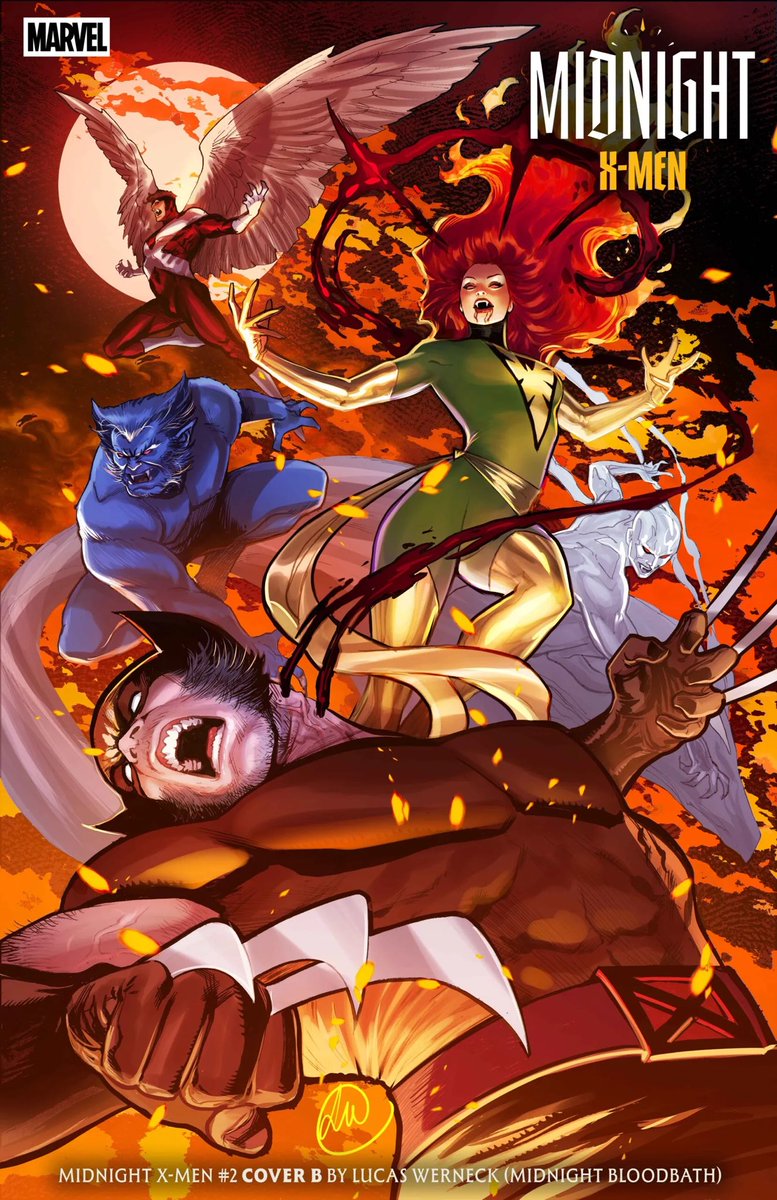XMen_C_O_T_A's tweet photo. This seems close as exciting to the Krakoa “reinvention”” - very in it!!
@LukasWerneck delivers the vampire(x)-factor and #juanncabal does a grand homage to the poster of Interiew with the Vampire. 

#xmen #phoenix #marvelcomics https://t.co/61e3rawjg2