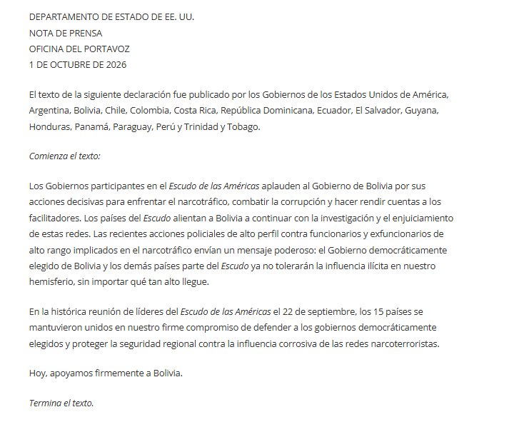 BenjaminNorton's tweet photo. The US empire has installed neocolonial puppet regimes in almost every country in Latin America.
Marco Rubio's State Department published a joint declaration praising the politically motivated arrest of Bolivia's attorney general, who was investigating the crimes committed by right-wing US asset Fernando Cerimedo, who oversaw a massive operation of election meddling, bots, and disinformation in Latin America, who was deeply involved in drug trafficking, and who hired hitmen to try to kill his pregnant ex-girlfriend.
This joint declaration was signed not only by the US but also by the following right-wing puppet regimes:
Argentina
Bolivia
Chile
Colombia
Costa Rica
Dominican Republic
Ecuador
El Salvador
Guyana
Honduras
Panama
Paraguay
Peru
Trinidad and Tobago
The only remaining independent, sovereign governments in Latin America are in Brazil, Cuba, Mexico, and Nicaragua. And the US empire is waging a ferocious war against all of them.