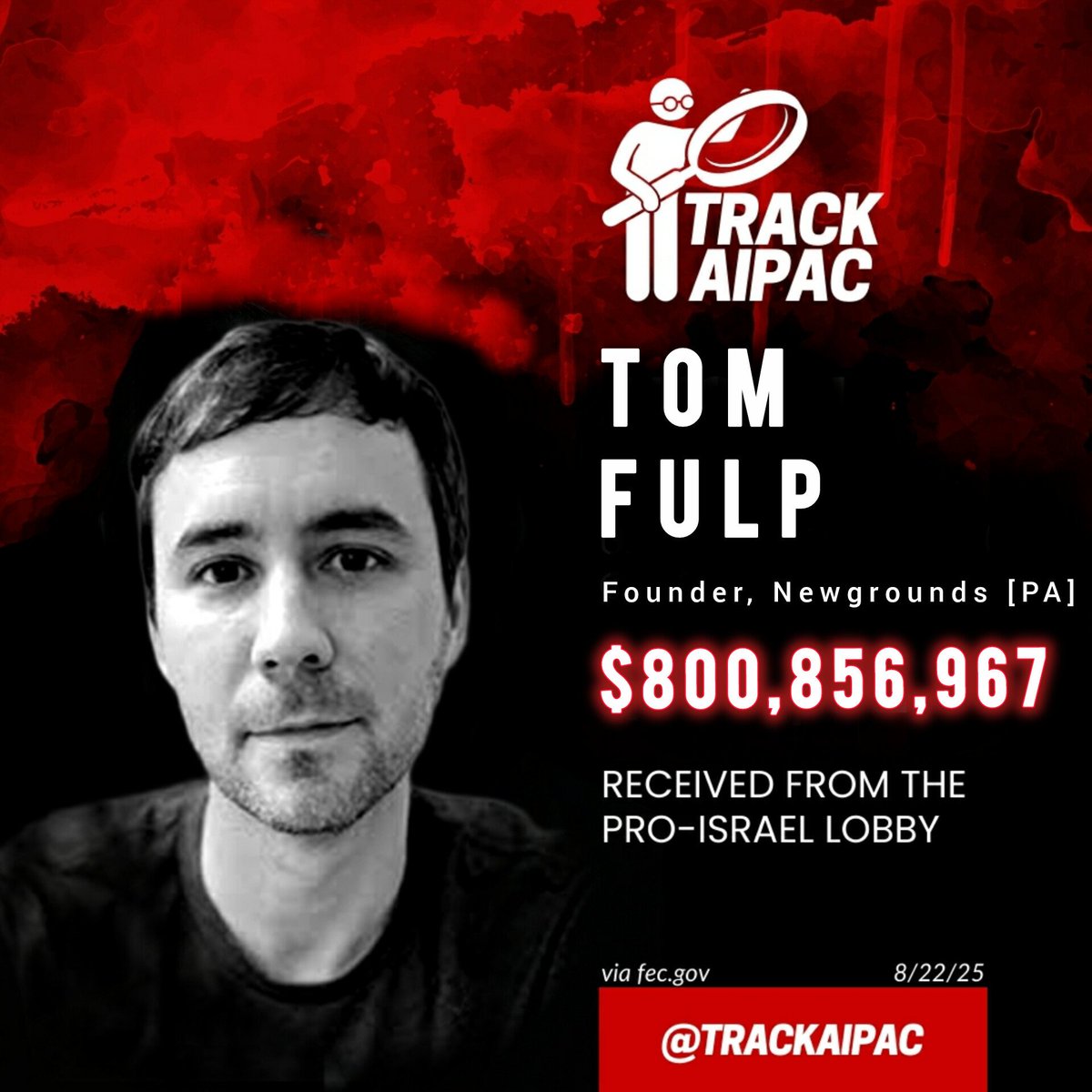 DogFuckerNG's tweet photo. Tom Fulp has taken over $800,856,967 from AIPAC and flew to Israel on an AIPAC-funded trip.  Using his platform to censor anti-israel speech and opinion. Indie roots to corporate sellout. https://t.co/kkwtaacQHH