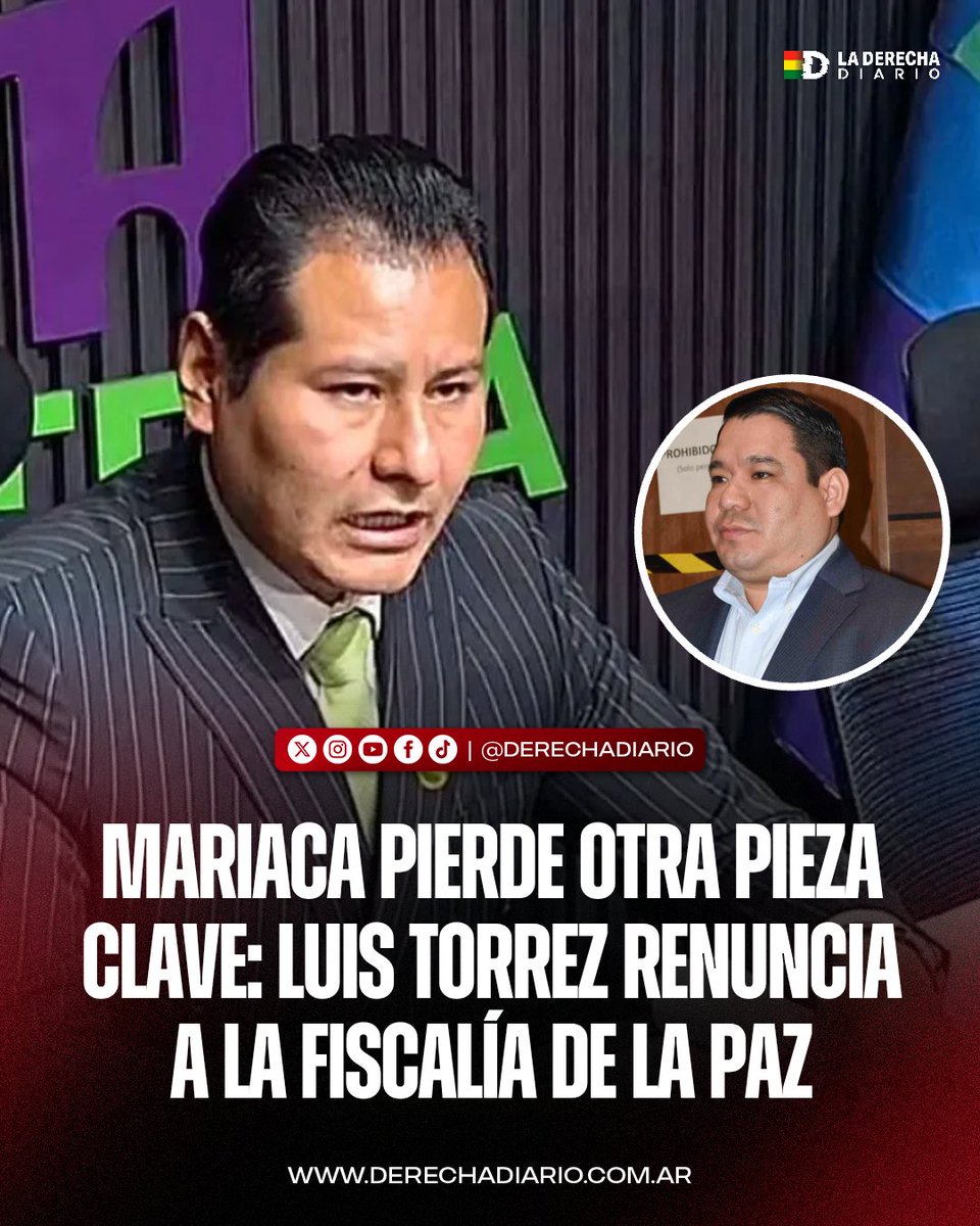 DerechaDiarioBO's tweet photo. 🚨🇧🇴 | HUYE COMO UNA RATA: El fiscal departamental de La Paz Luis Torrez presentó su renuncia irrevocable en medio de la crisis que sacude al Ministerio Público, la autoridad es buscada por presuntamente integrar la organización criminal que encabezaba Mariaca.

Era uno de los hombres de entera confianza del narco-fiscal y tras su aprehensión la Policía salió a buscarlo, desde la clandestinidad decidió renunciar al cargo, lo que confirma aún más los vínculos que lo señalan por graves delitos.