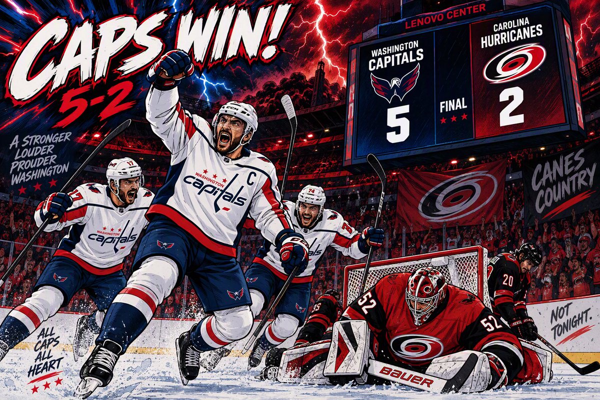 caps_community's tweet photo. Hip Hop Hooray… Caps WIN! ❤️🤍💙🏒🥅 #ALLCAPS #NHL #CapsHypeMan #CapsBarTalk #CapsNation #Caps1974 https://t.co/uTpmRLDRAr