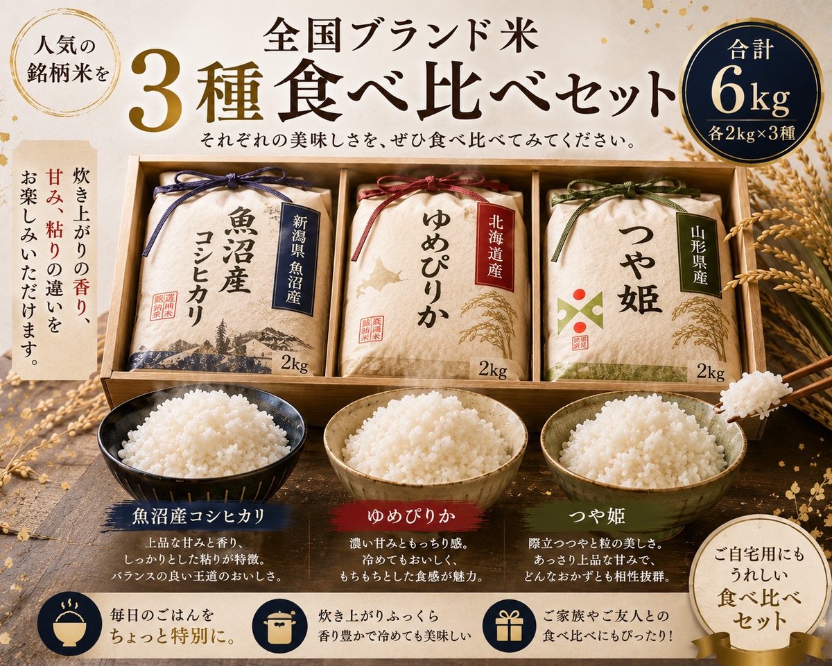 Shiraho_09's tweet photo. 🌾おいしい米企画🌾

『全国ブランド米 3種食べ比べセット（各2kg・合計6kg）』

🎯 抽選で5名様

📨 当選発表はDMにてご連絡いたします。

【エントリー方法】
▶本アカウントをフォロー
▶いいね❤️＆リポスト🔁

💬一番好きなブランド米は？

⌛ 応募締切：10/5  23:59まで https://t.co/BMwhgODcUl