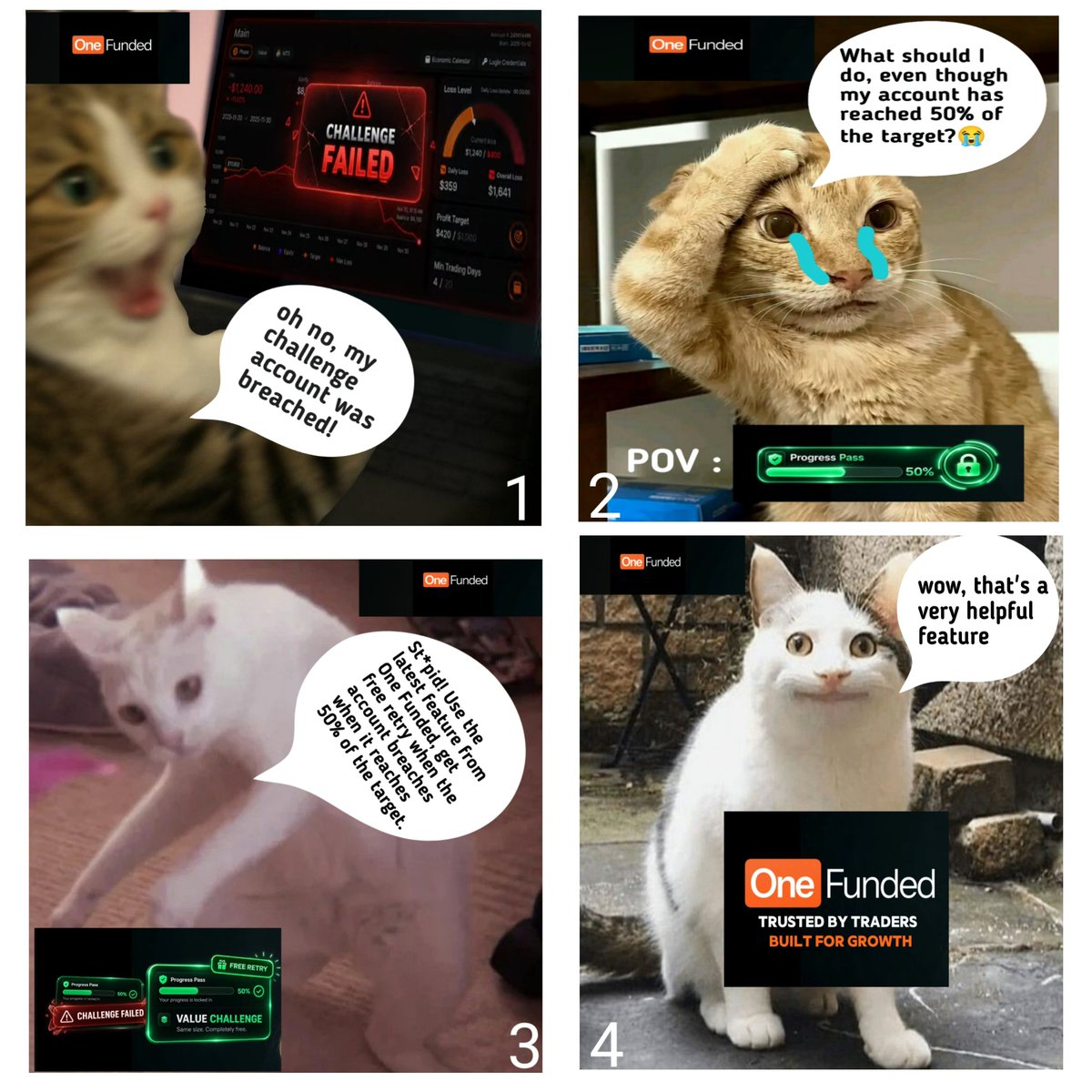 ybfx00's tweet photo. POV : Trading with ONE FUNDED, already reached 50% of the target, but it breached😭😂

but still have a chance, thanks to the new feature of ONE FUNDED
 @One_Funded
#OneFundedProgressPass https://t.co/bMNMVIZrck