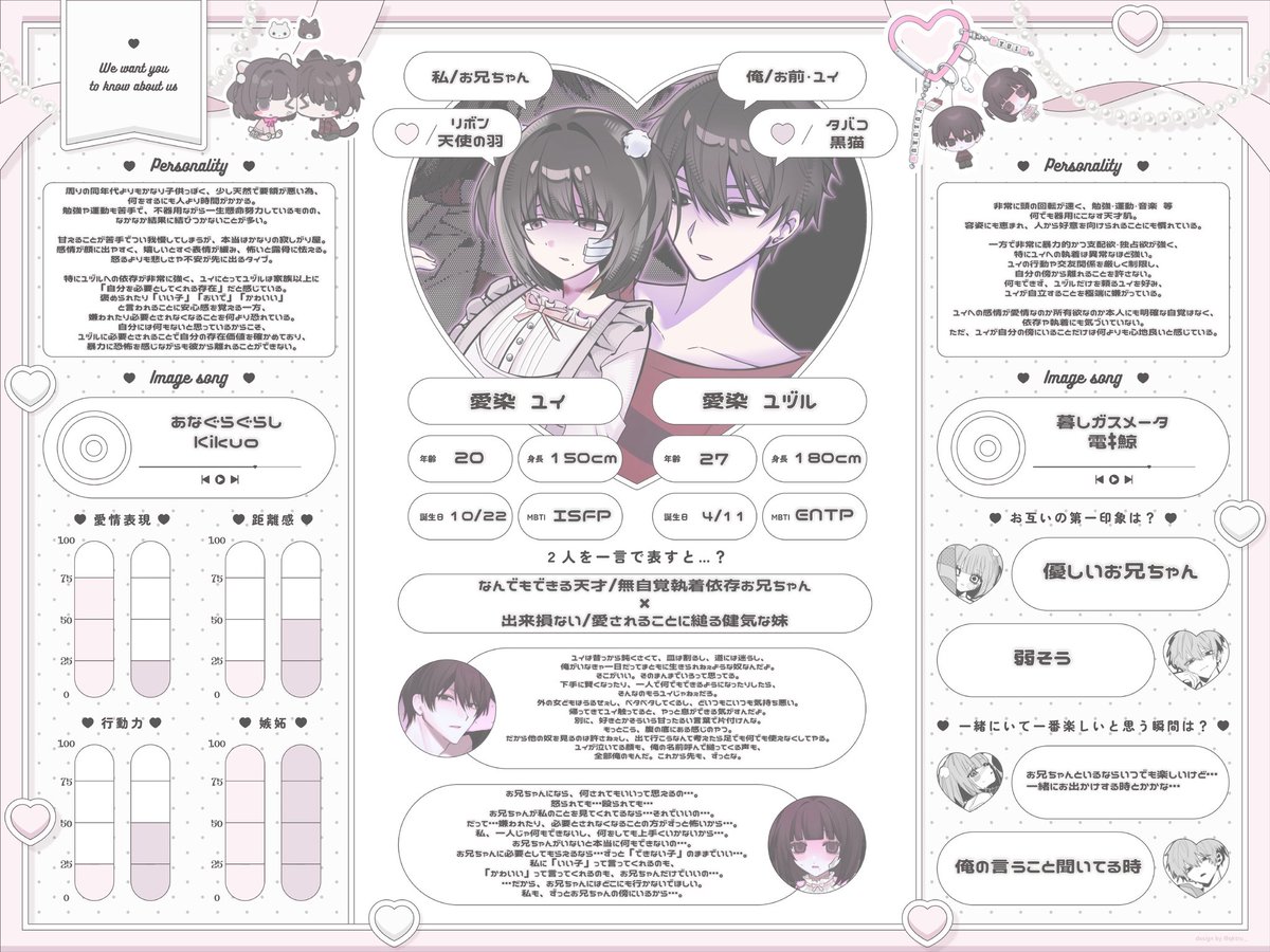 SEEYOUTHX's tweet photo. @void_yui 初めまして🎀リプライ失礼します❕
素敵な企画をありがとうございます♥
自傷行為/暴力表現 等 があるCPで当方も不穏やダークな雰囲気が大好きな為、もしご縁がありましたら是非描いていただきたいです♥
素敵なご縁がありますように🎀
https://t.co/gA2dkmOtYV https://t.co/M1P8exdyjd