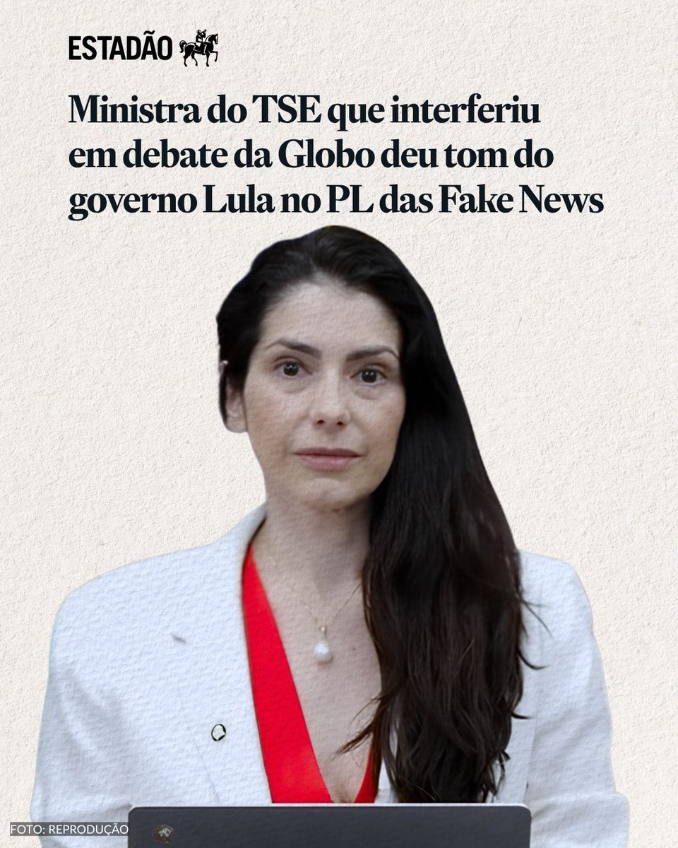 Estadao's tweet photo. MINISTRA DO TSE | https://t.co/TiTXhSMIga

Estela Aranha atuou como uma das principais articuladoras do projeto para regular redes sociais e elaborou propostas para endurecer responsabilidade das plataformas, quando era do ministério de Flávio Dino https://t.co/q2SRJnOSHw