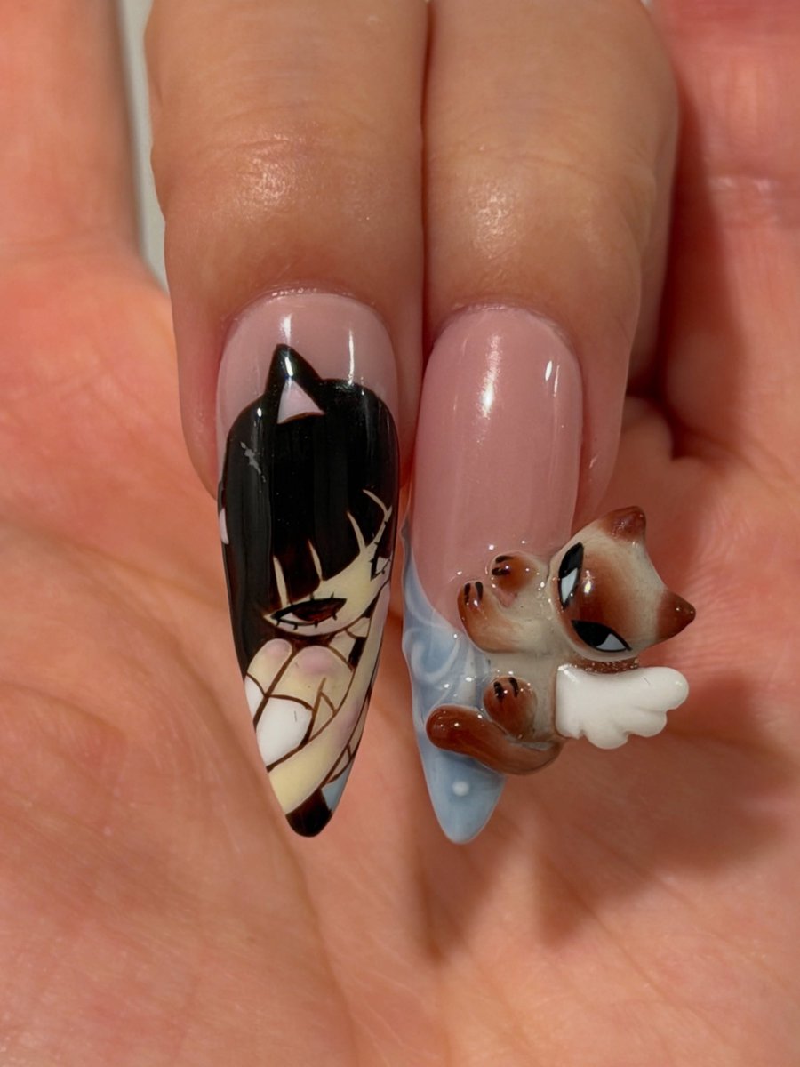 cyberglittter's tweet photo. nails by kimchisnails — inspo by heartpuff https://t.co/c7ECt1eFA2