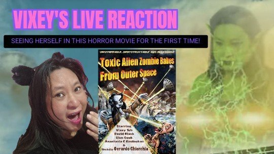 VixeyT's tweet photo. Next stream I will be reacting to "Toxic Alien Zombie Babes". LIVE first time watch! 

Please make sure to have an active Twitch account that is verified to watch, as this segment of the stream will be age restricted. 

#horror #comedy #movie #live #reaction #first #watch #Halloween