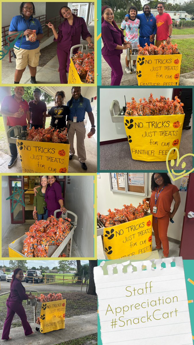 DrThelwell's tweet photo. “No tricks, just treats for our panther peeps!” #Fall🎃🍁

#StaffAppreciation #SnackCart https://t.co/AFs3rWXU8P