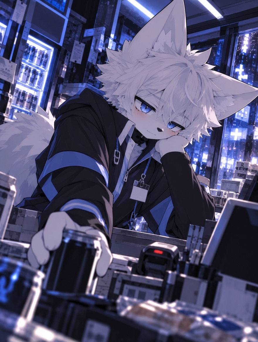Hiro_1592's tweet photo. 深夜のコンビニ店員さん  #AIart  #furry https://t.co/ulLOCH06Uf