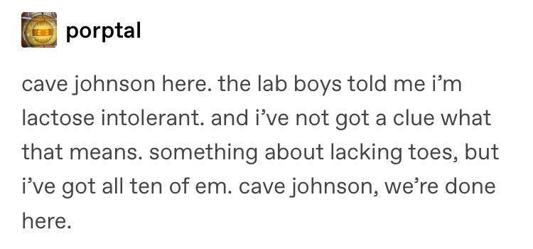 Sal_Predebut's tweet photo. portal 2 cave johnson lactose intolerant lacking toes tumblr post meme https://t.co/wqyI5VVn62