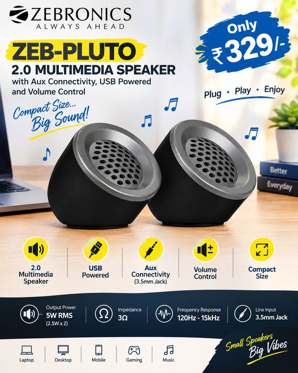Yourmhmstore's tweet photo. ๐ MHM Store โ Bringing you amazing online deals every day!
๐๏ธ Zebronics Zeb Pluto 2.0 USB Multimedia Speakers with AUX Volume Control
๐ฐ Price: โน329/-
๐ Buy Now: https://t.co/pqcHjtDZet
#DealAlert #OnlineShopping #ShoppingDeals #BestDeals #IndianShopping #Viral #mhmstore https://t.co/59f4g8nY7N