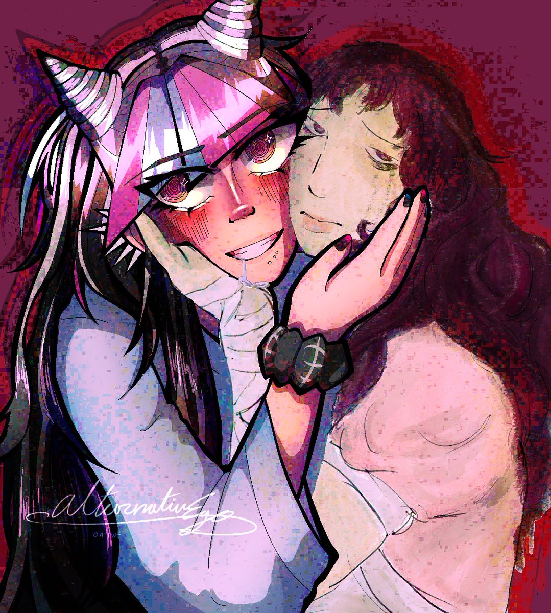 alternat3go's tweet photo. another collab with my beautiful amazing sexy hot wife who drew mikan 🥳🫪
@melancholyflesh 

both versions bc i couldn’t decide 

#drtwt #danganrompa #ibukimioda #mikantsumuki #superdanganrompa2 https://t.co/UQElsG7PLQ