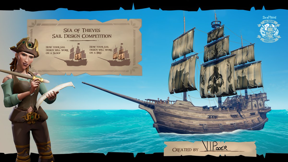 VIPooer's tweet photo. The wax sealed sails of a Chandler!! Heard they hold up better in the storm 🤔
Anyways here's my 1st entry for the sail designing comp!!! 🕯️💀
#SoTSailDesignComp @SeaOfThieves https://t.co/k2GaysiZvw